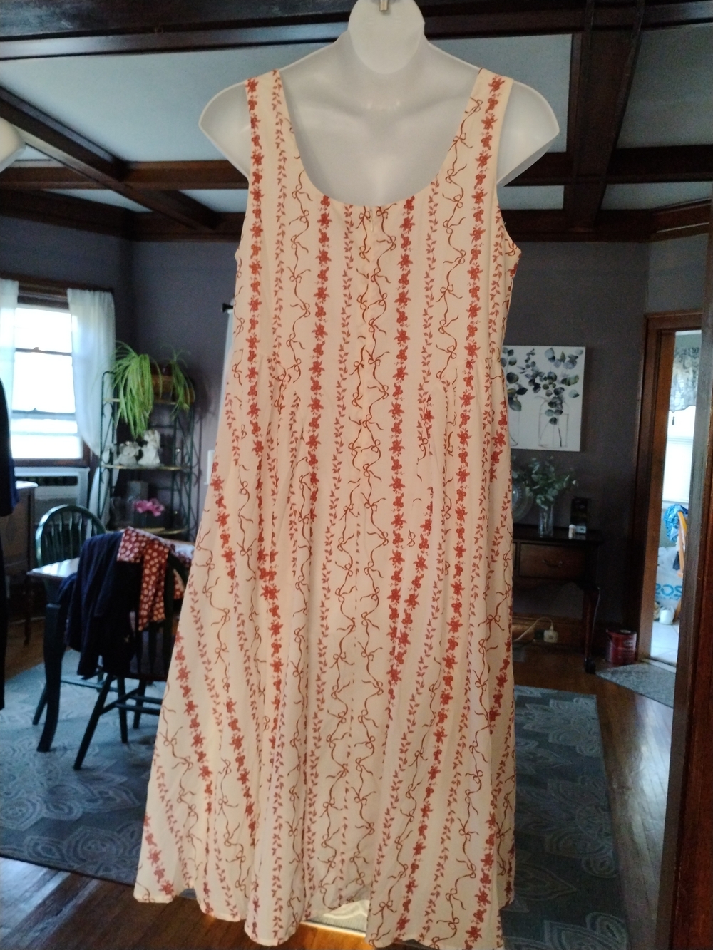 Crystal Doll Cream Dress with Rust Floral Stripe